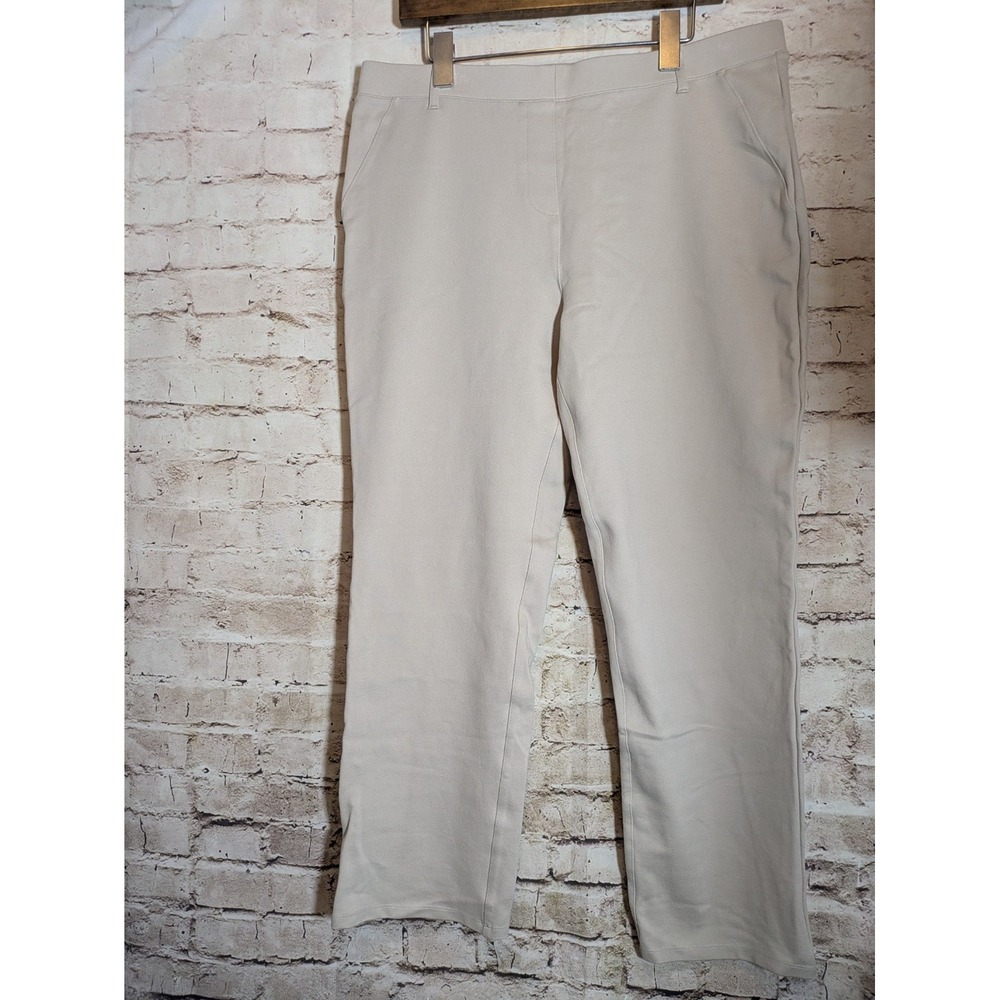 Quince Ultra Stretch Ponte Straight Leg Pants XL Petite In Ecru Beige Ankle